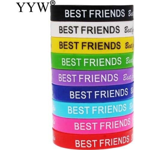 Best friend printing Silicone Bracelet Fashion Jewelry 10pcs mulitcolor Wristband Silicone Bangle Women Men Hologram Bracelets