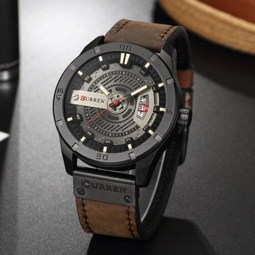 CURREN Fashion Sport Quartz Watch Waterproof Mens Watches Top Brand Luxury Genuine Leather Date Week Clock relogio masculino