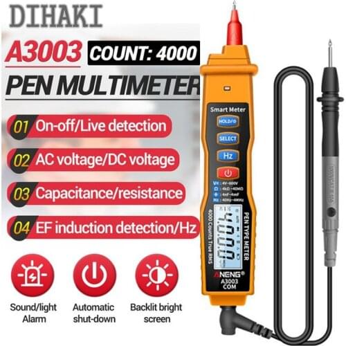 Digital Multimeter Pen Professional 4000 Counts Smart Meter with NCV AC/DC Voltage Resistance Capacitance Hz Testers