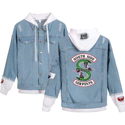 Trendy Novelty denim Riverdale top south side serpents spring Long Sleeve denim jacket original womens Beautiful Coat Funny