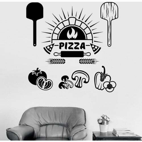 Food Ingredients Wall Decal Pizza Italian Restaurant Kitchen Interior Decor Cooking Fridge Window Vinyl Stickers Art Mural 3462