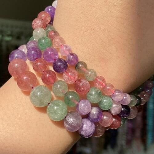 Natural Mix Gem Stone Beads Round Amethysts Quartzs Jades Beads 6 8 10 12mm For Jewelry Making Diy Bracelet Necklace Charm 15"