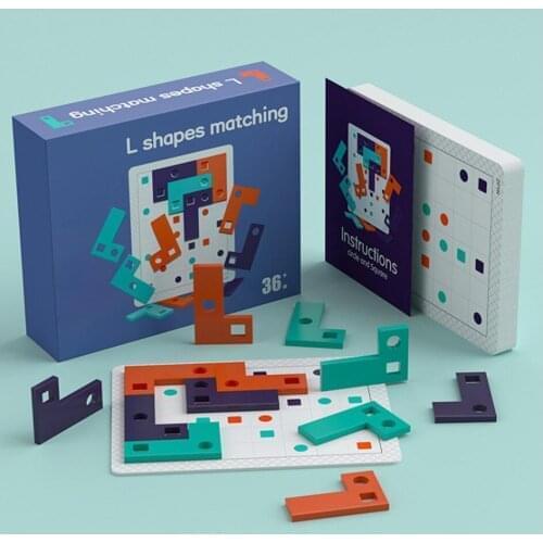 Brain Teaser Children Spatial Thinking L Shape Matching Wooden Puzzles Game Early Educational Learning Cogitation Toy