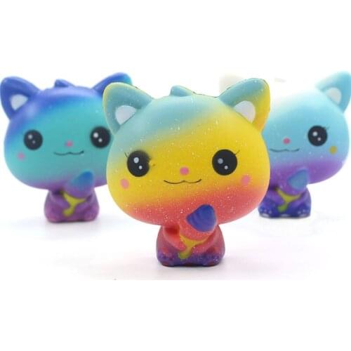 Kawaii Ice-cream Cat Squeeze Toys Yellow Blue Color Gradual Change Slow Rising Scented Antistress Child Kid Adults Vent Toys