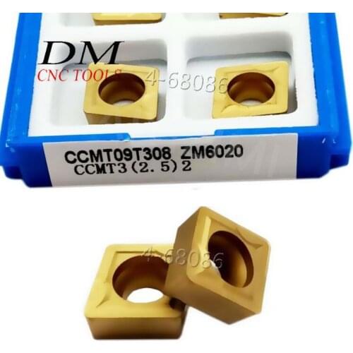 10PCS CCMT32.52 CCMT09T308 80° Rhombus carbide turning blade process steel for SCLCR/L