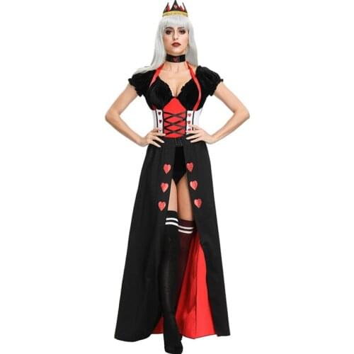 Alice In Wonderland Cosplay Costume Queen Of Hearts Costume Red Queen Costume Female Sexy Dress with Headwear