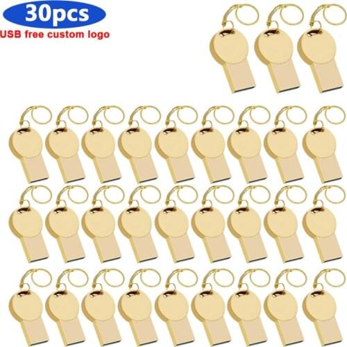 30pcs free logo mini waterpoof metal With keychain USB 2.0 Pen Drive cel usb u disk 128GB 64GB 32GB 16GB 8gb 4gb USB Flash Drive