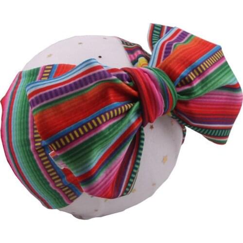 Customized Printed Bullet Fabric Big Bows Soft Elastic Baby Girl Headbands Hair Accessories Elastic Bowknot Newborn Hair Band