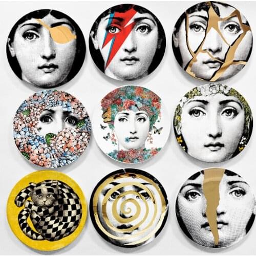 Wall-Hanging Plate Crafts Dishes High-end And Elegant Decorative Plate Lina Face Plate Home Bar Background Art Ornaments