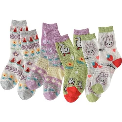 4Pairs/lot Baby Socks Mesh Breathable Lace Socks Summer Thin Cute Cartoon Boys Girls Sports Socks for 1-9Years Kids