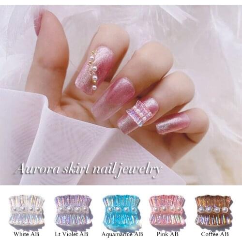 New Nail Art decoration Accessories 30pcs Aurora Resin nail Rhinestone Skirt shape 3D charm Nail Decoration Jewelry Accessories