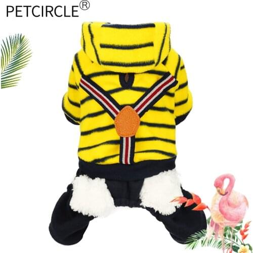 PETCIRCLE Dog Clothes Autumn Winter Teddy Clothes French Bulldog Chihuahua Puppies Clothes Y-line Striped Bib Clothing