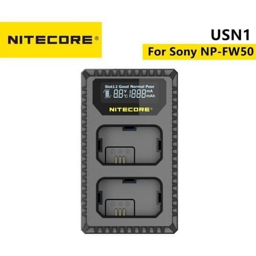 Original Nitecore USN1 USB dual-slot travel charger, compatible with Sony camera battery NP-FW50