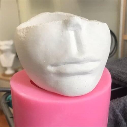 Polymer Clay Resin Craft Making Handmade Concrete Planter Vase Mould 3D Human Face Pen Holder Flower Pot Silicon Molds