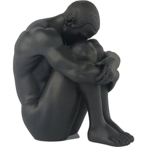 Nordic Style Resin Art Naked Man Sitting Posture Holding Arms Legs Statue Birthday Gift Desktop Decoration Home Decor A1290