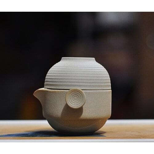 Simple rough pottery express cup one pot one cup one person Japanese travel portable office kungfu tea set teapot