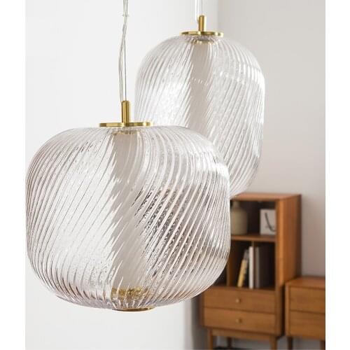 Transparent heavy glass lantern pendant lights dining room decoration Chinese Zen tea room study kitchen pendant lamps lighting