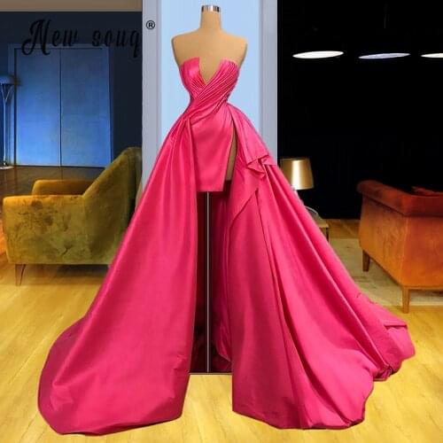 Fuchsia Elegant Celebrity Dresses Strapless Gorgeous Prom Gowns For Women Haute Couture Vestido De Fiesta Custom real photos