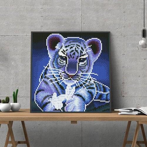 LED Diamond Painting Tiger Night Light Full Round Diamond Mosaic Embroidery Painting By Diamonds DIY Craft Kit Home Decor
