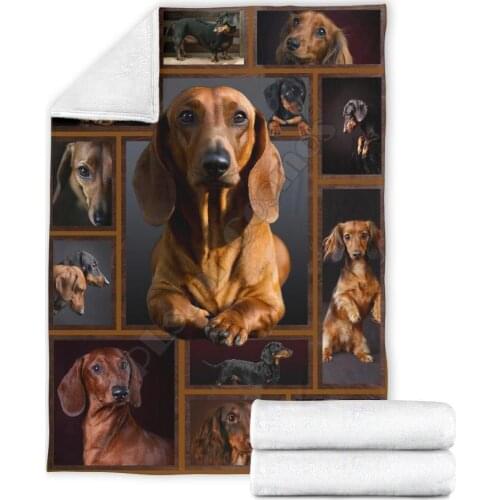 Dachshund frame fleece blanket Printed Wearable Blanket Adults/kids Fleece Blanket Sherpa Blanket 03