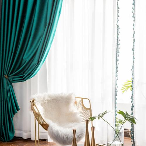 High-end Satin Curtains Imitation Silk Curtains for Living Room Bedroom Balcony Pure Color Curtains Finished Customization