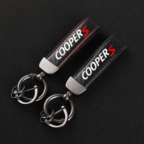 High-Grade Leather Car KeyChain 360 Degree Rotating Horseshoe Key Rings for mini cooper s r55 r56 f55 r56 car Accessories