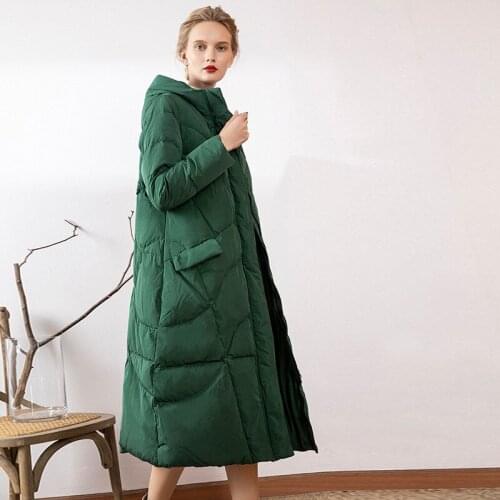 Womens clothing han edition 90 2019 new coats whom long white duck down upset a undertakes a hooded down jacket