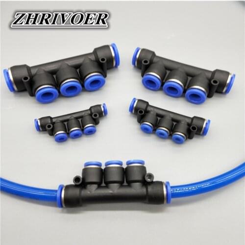 1Pcs PK-4 6 8 10 12mm Pneumatic 5-Way Connector Quick Fitting Pneumatic Connector Push In Fit For Air/Water Tube