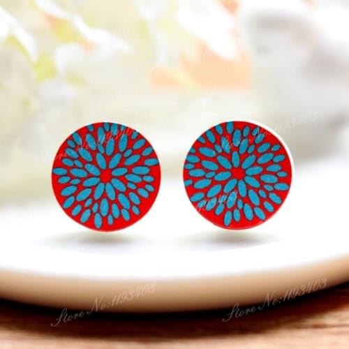 16mm Flower Round High Quality Photo Wood Laser Cut Cabochon to make Rings, Earrings,Bobby pin,Necklaces, Bracelets-(WEH-305)