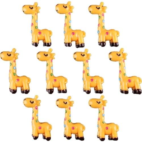 50pcs Cute Yellow Giraffe 3D Flatback Resin Scrapbooking Hair Bow Center Crafts Embellishment Flatback Charms Cabachons
