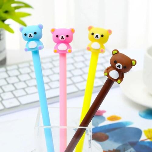 Pretty Cool Cute Kawaii Pink Bear Gel Pen Blue Ink Stationery Kawai Office Accessory Back to School Stationary Supply Love Thing