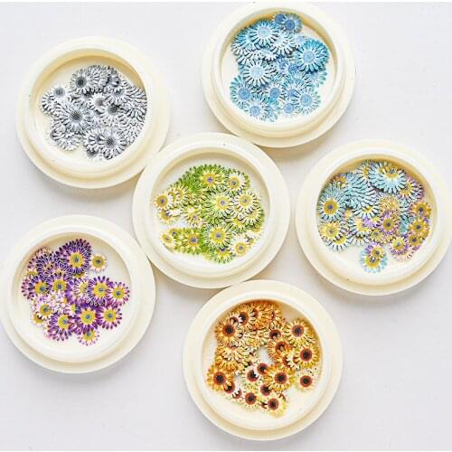 6jars/Set Mixed Flower Colorful Nail Art Wood Pulp Chips Sticker Floral Leaf Slider 3D Nail Decoration For Nail Jewelry Patch BZ