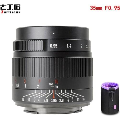 7artisans 35mm F0.95 Manual Focus Fixed APS-C Lens for Sony E Nikon Z Olympus Lumix M4/3 Fuji XF Canon EF-M EOS-M Mount Camera