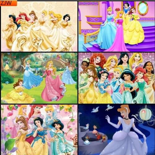 5D DIY Diamond Painting Twelve Princess Series Full Round Diamond Embroidery Exquisite Handmade Home Decorations Disney