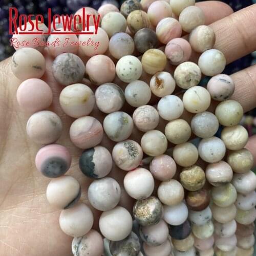 Natural Stone Opal Beads Matte Pink Opalite 6/8/10/12MM Fit Diy Make Up Charms Bracelet Beads For Jewelry Making Accessories