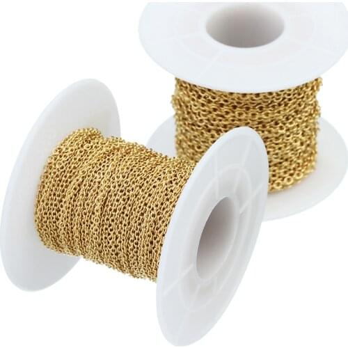 LOULEUR 10 Yard Gold Plated Stainless Steel Necklace Chains Wide 1.5mm 2.0mm 2.5mm Bulk Chain for DIY Jewelry Findings