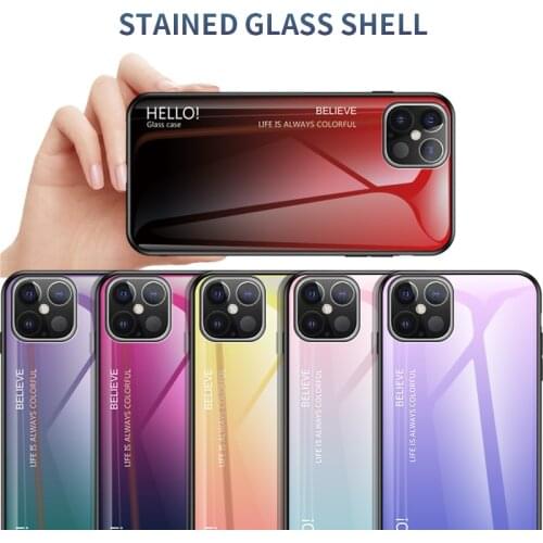 For Apple iphone 12 Pro Max Case Luxury Hard Tempered Glass Gradient marble Protect Back Cover case For iphone 12 12pro 12max