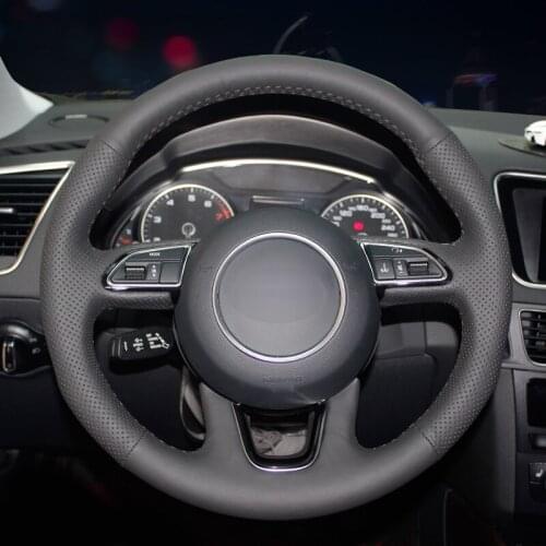 Black Artificial Leather Car Steering Wheel Cover for Audi Q3 (8U) 2011-2018 Q5 (8R) 2012-2017 Q7 (4L) 2011 12 13 2015 SQ5 (8R)