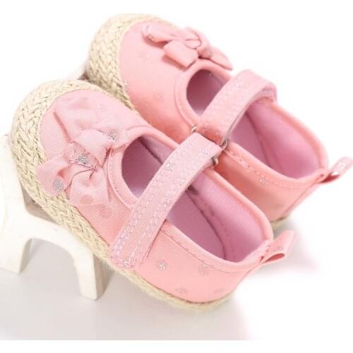Spring and autumn non-slip soft shoes 0-1 years old female baby bow princess shoes baby toddler shoes