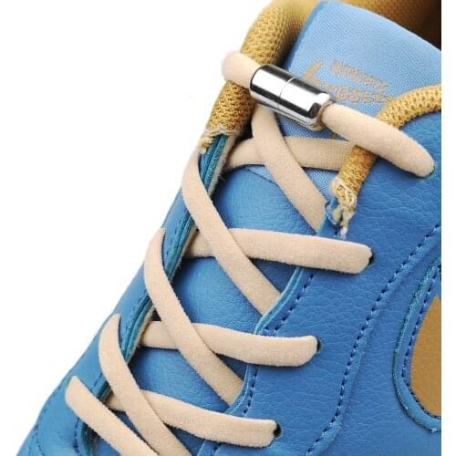 1Pair Metal Lock Elastic Shoelaces For Kids and Adult Quick Lazy Laces