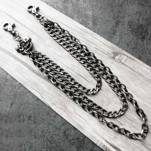 Hip hop Rock Men Skeleton Head Pants Chain Belt Waist Key Chain Male Ghost Chain Jeans Metal Pants Clothing Accessories Jewelry