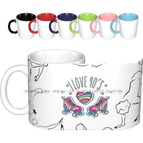 Retro 90s Hip Hop Print Ceramic Mugs Coffee Cups Milk Tea Mug 90s Vintage 90 S Aesthetic Retro 1990s 80s Blue Pink 90 Games