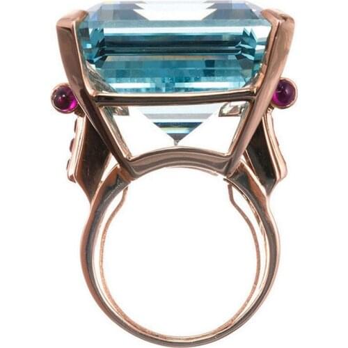 Big Blue CZ Cubic Zircon Stone Rose Gold Color Rings For Women Fashion Jewelry Valentines Day Gift Fashion Ring