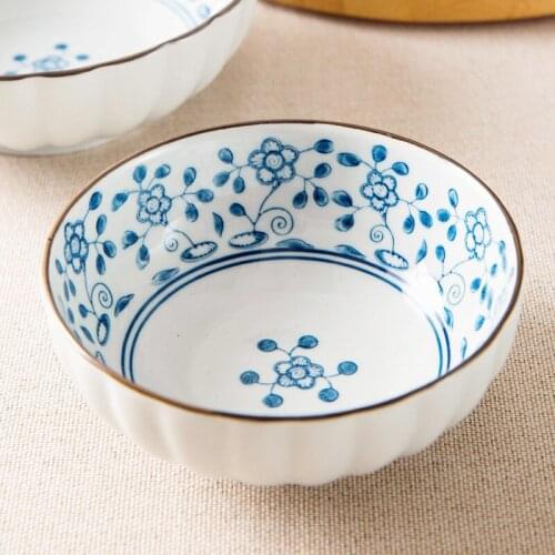 3.5 Inch Japan Zakka Style Home Rice Food Container Ceramic Bowls Creative Soup Bowl Porcelain Tableware Grass Under Glazed