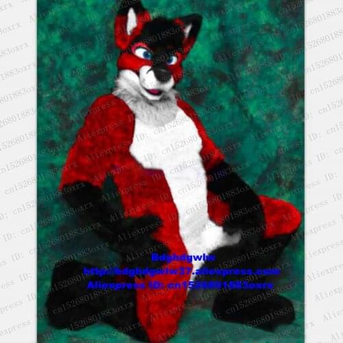 Red White Long Fur Wolf Fox Husky Dog Mascot Costume Adult Character Theatrical Performance Costume Dressed As Mascot zx1308