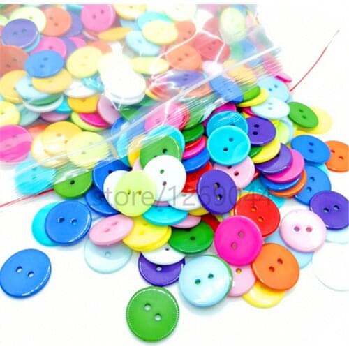 Hot 50pcs 15/20mm Round Resin 2 Hole Sewing Button Scrapbooking Embellishment Decorative Button Apparel Sewing Accessories