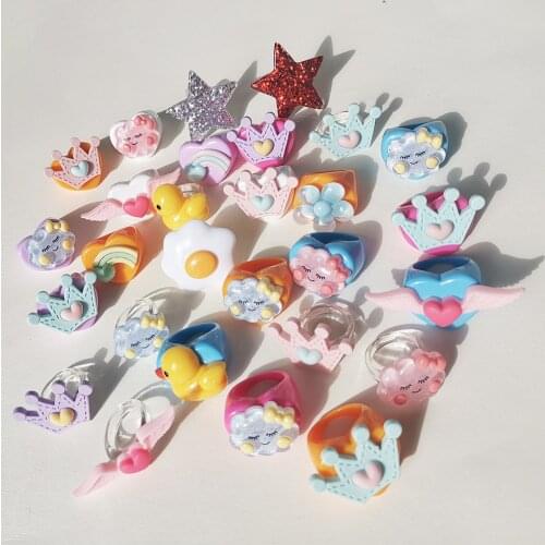 Lost Lady Cute Crown Clound Duck Flower Rings for Women Girls Acrylic Resin Cartoon Rings Wholesale Jewelry Dropshipping Gifts