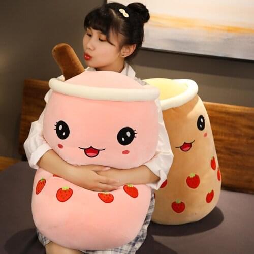 Cute Cartoon Fruit Bubble Tea Cup Plush Pillow Plush Toys Soft Cushion Funny Gifts