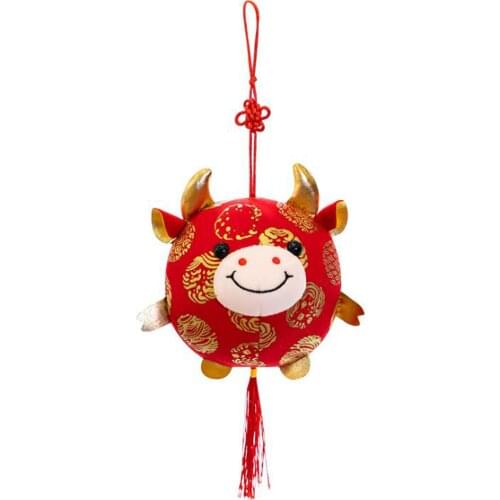 Cute Mascot Zodiac Ox Cattle Plush Toys Ox Year Mascot Chinese Zodiac Toys 8CM/12CM Red Kids Baby Gift 2021 Souvenirs Cow Mascot