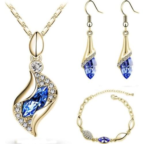 MISANANRYNE Top Quality Elegant luxury design new fashion colorful Austrian crystal drop jewelry sets women gift